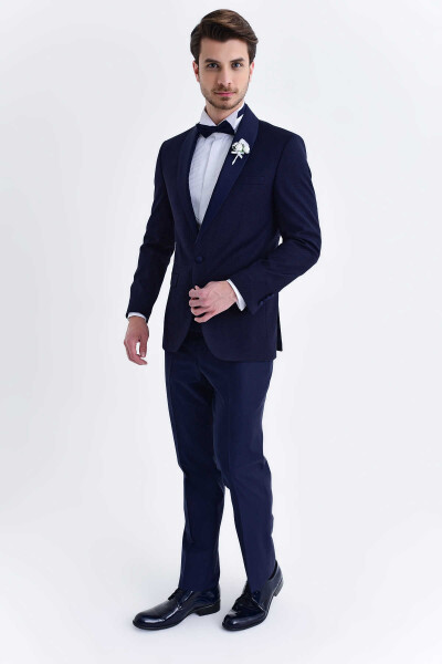 Slim Fit Lacivert Damatlık/Smokin - 2