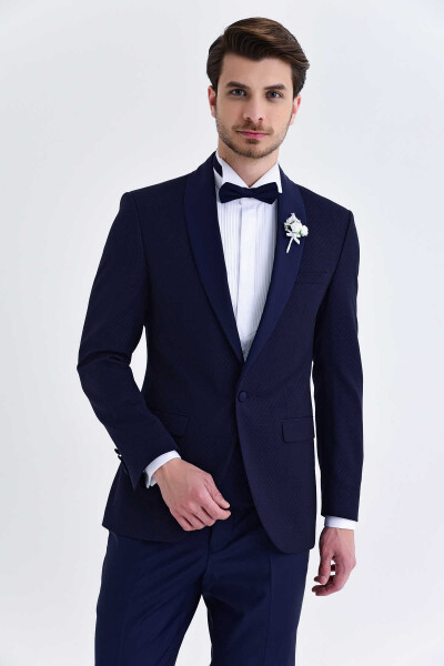 Slim Fit Lacivert Damatlık/Smokin - 3