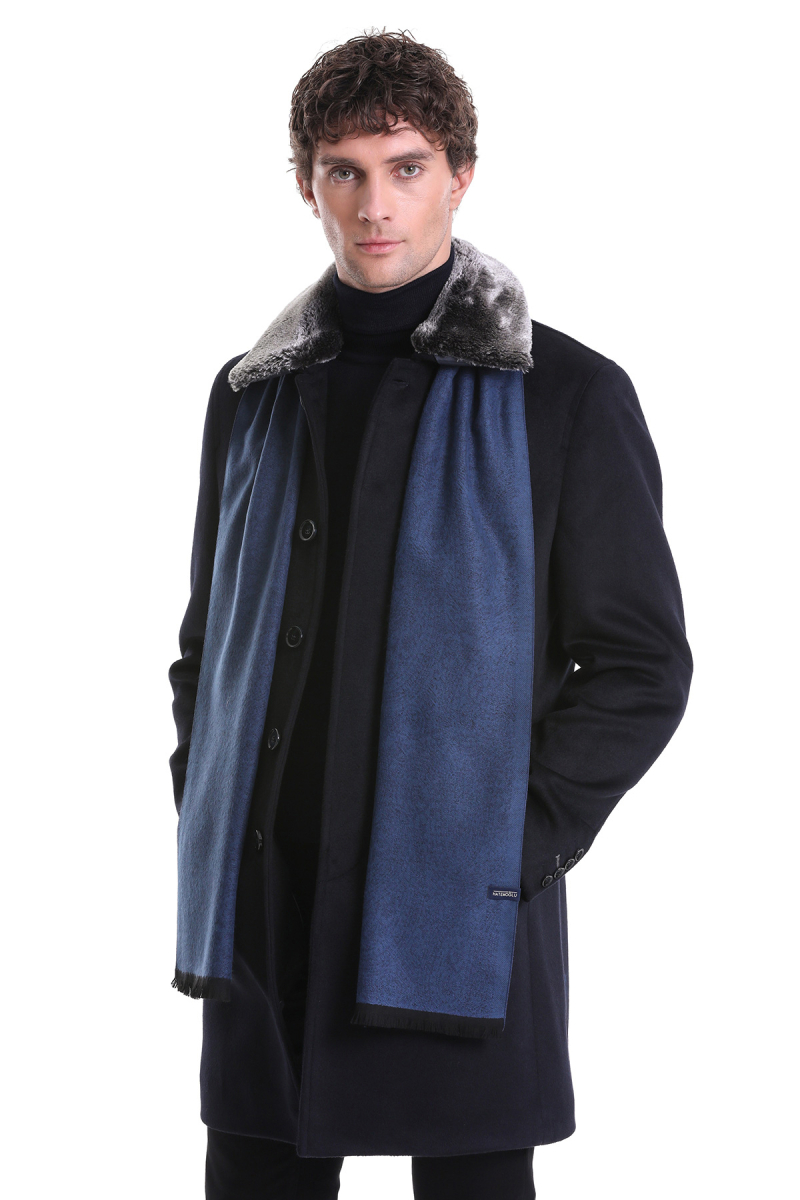 Lacivert Çift Taraflı Atkı - HATEMOĞLU