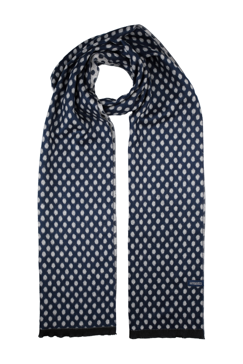 Lacivert Desenli Atkı - Hatemoğlu