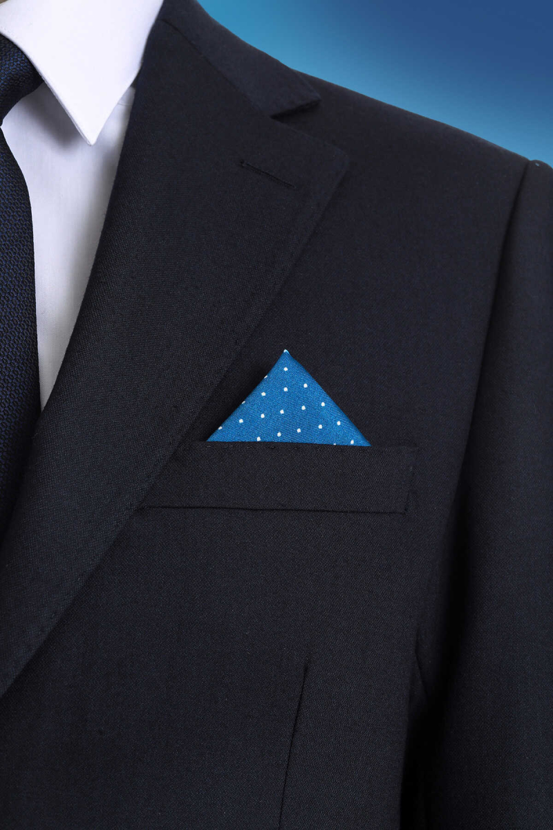 Lacivert Desenli Klasik Saten Cep Mendili - Hatem Saykı (1)