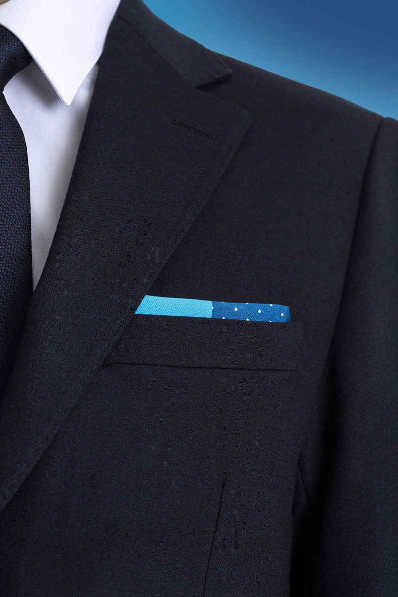 Lacivert Desenli Klasik Saten Cep Mendili - Hatem Saykı (1)