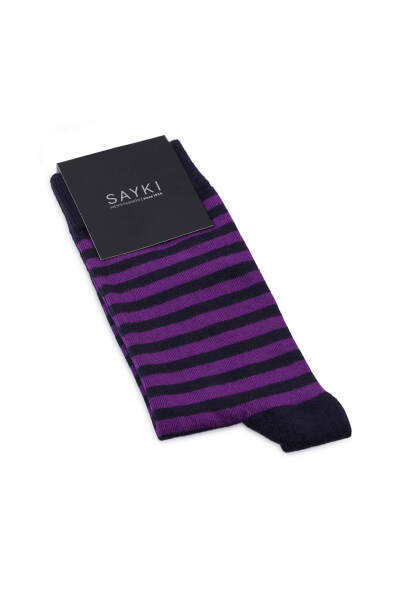 Lacivert Desenli Pamuklu Soket Çorap 