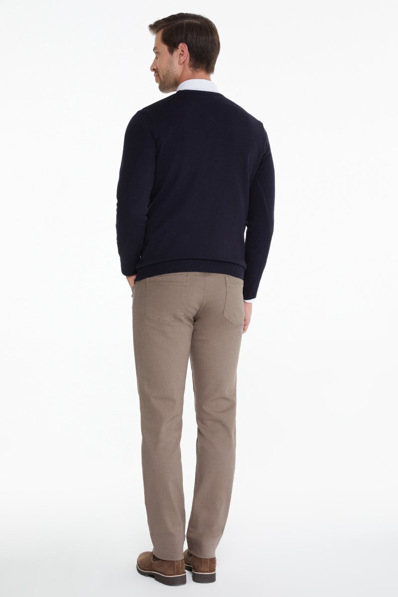 Lacivert Regular Fit Jakarlı V Yaka Triko Kazak - Hatemoğlu (1)