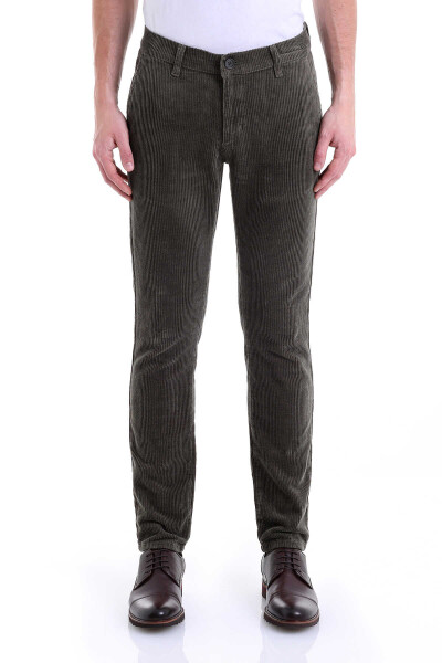 Lacivert Regular Fit Pamuklu 5 Cep Kadife Pantolon - Hatem Saykı