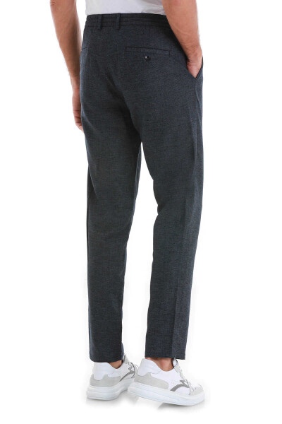 Lacivert Dinamik Fit Düz Yandan Cepli Keten Jogger Pantolon - 5