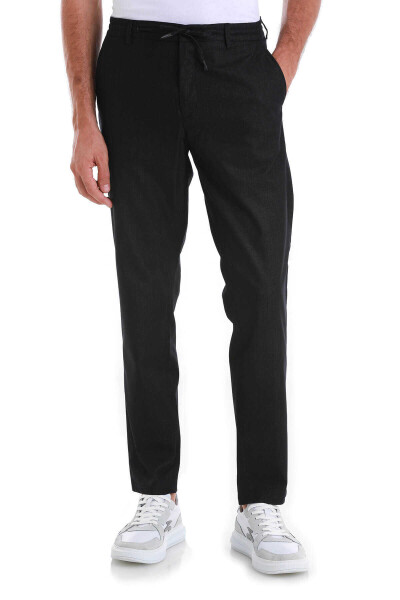 Lacivert Dinamik Fit Düz Yandan Cepli Pamuklu Jogger Pantolon - 2