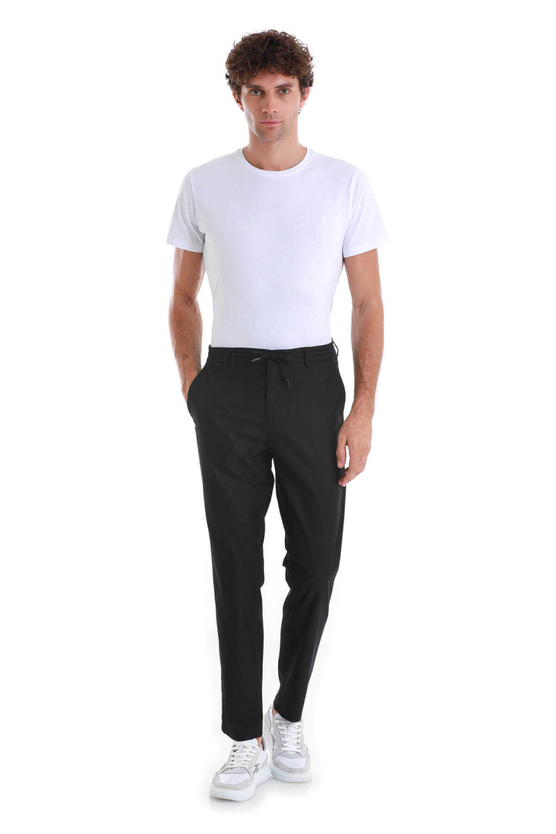 Lacivert Dinamik Fit Düz Yandan Cepli Pamuklu Jogger Pantolon - Hatem Saykı