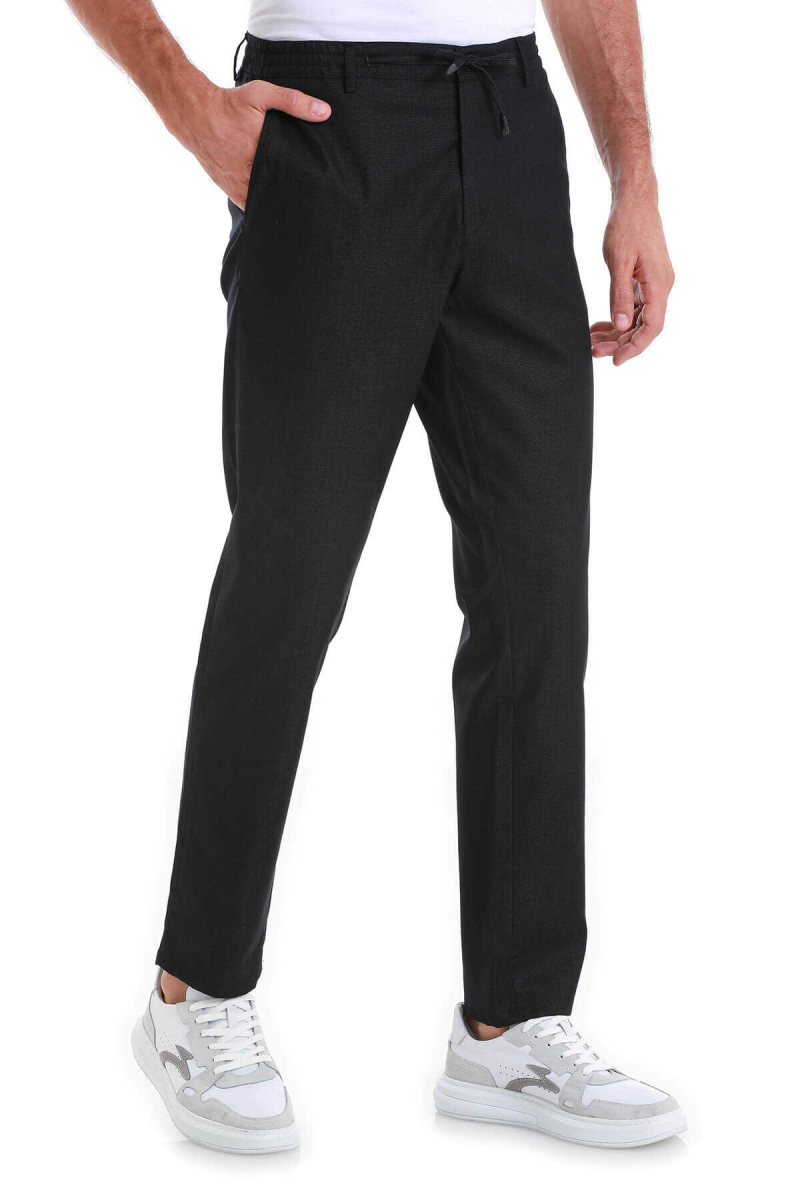 Lacivert Dinamik Fit Düz Yandan Cepli Pamuklu Jogger Pantolon - Hatem Saykı (1)