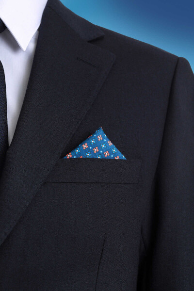 Lacivert Klasik Saten Cep Mendili - 2