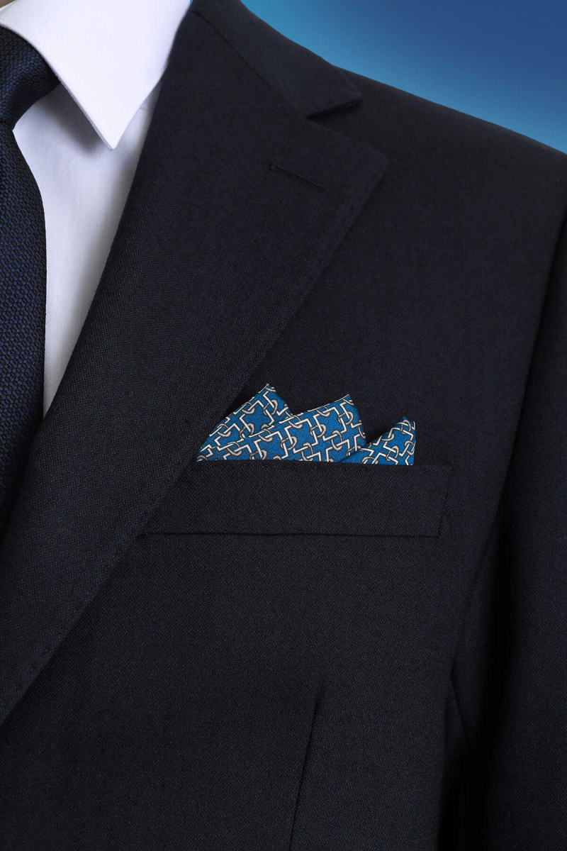 Lacivert Klasik Saten Cep Mendili - Hatem Saykı