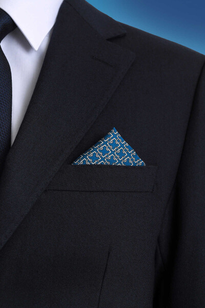 Lacivert Klasik Saten Cep Mendili - 2