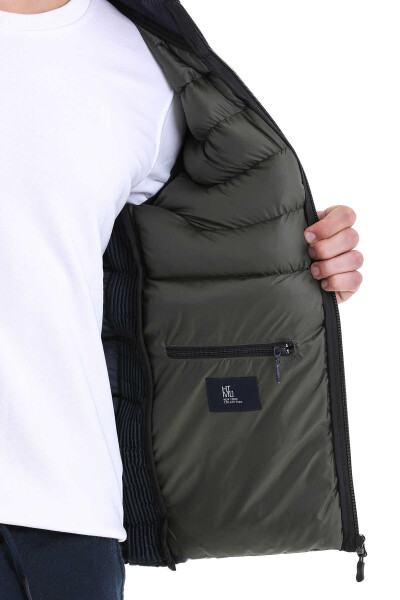 Lacivert Ekstra Slim Fit Hakim Yaka Şişme Mont - 5