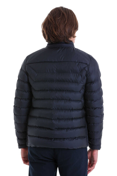 Lacivert Ekstra Slim Fit Hakim Yaka Şişme Mont - 6