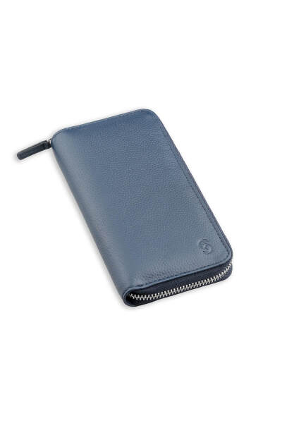 Lacivert Floter 100% Hakiki Deri Cüzdan 