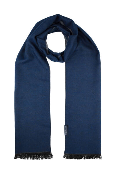 Lacivert - Gri Çift Taraflı Atkı 