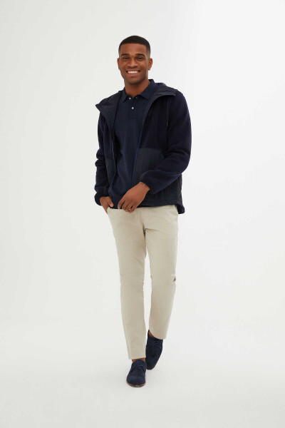 Lacivert Slim Fit Kapüşonlu Mont - 8