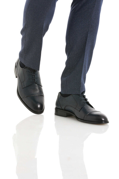 Lacivert Klasik Bağcıklı Deri Ayakkabı - 3