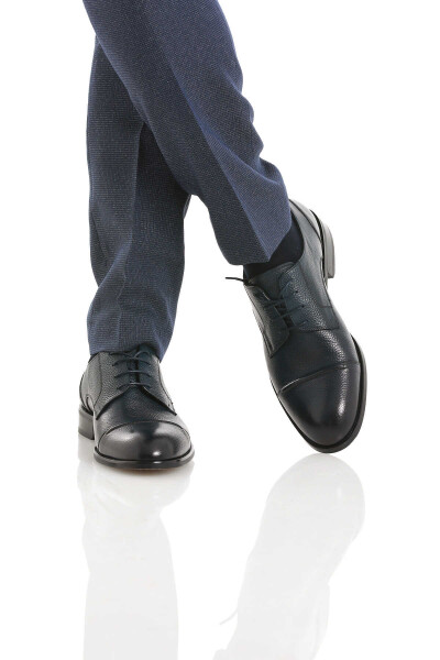 Lacivert Klasik Bağcıklı Deri Ayakkabı - 4