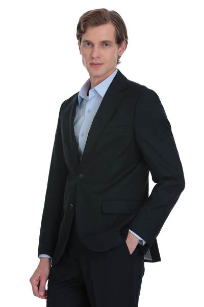 Lacivert Muscle Fit Mono Yaka Klasik Takım Elbise - 2