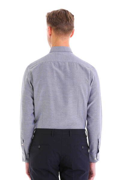 Lacivert Comfort Fit Pamuklu Düğmeli Yaka Uzun Kollu Casual Gömlek - 6