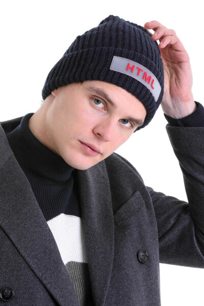 Lacivert Pamuklu Örgü Bere - 2