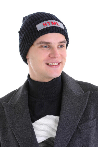 Lacivert Pamuklu Örgü Bere - 4