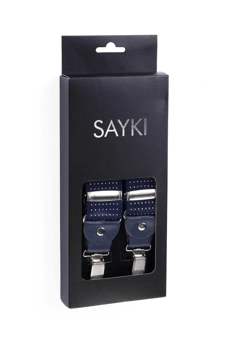 Lacivert Puantiye Desenli Pantolon Askısı - Hatem Saykı