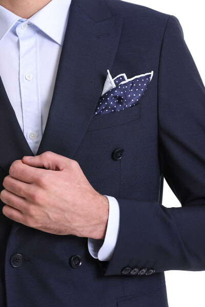 Lacivert Puantiyeli Cep Mendili - 6