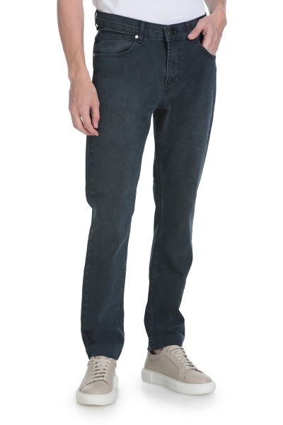 Lacivert Rahat Kesim 5 Cep Pamuklu Kot Pantolon - 2