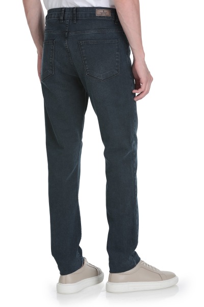 Lacivert Rahat Kesim 5 Cep Pamuklu Kot Pantolon - 5