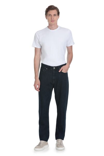 Lacivert Rahat Kesim 5 Cep Pamuklu Kot Pantolon 