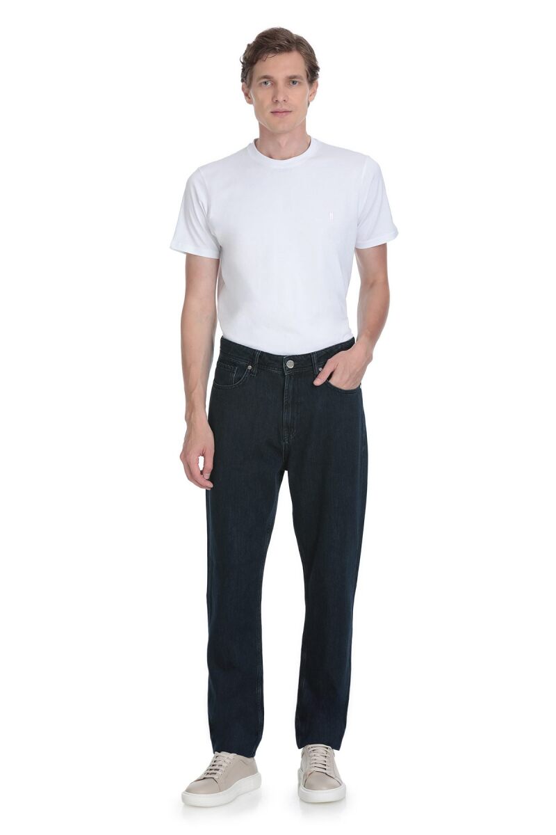 Lacivert Rahat Kesim 5 Cep Pamuklu Kot Pantolon - Saykı