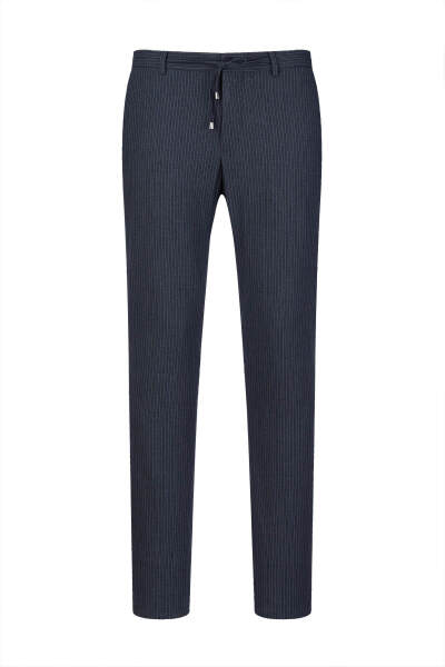 Lacivert Rahat Kesim Çizgili Yandan Cepli Jogger Pantolon - HTML