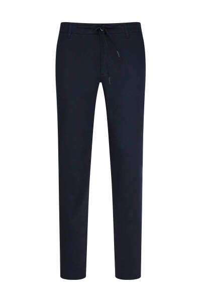 Lacivert Rahat Kesim Yandan Cepli Jogger Pantolon 