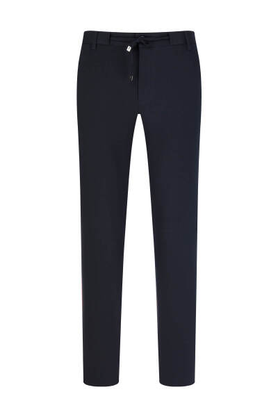 Lacivert Rahat Kesim Yandan Cepli Jogger Pantolon 