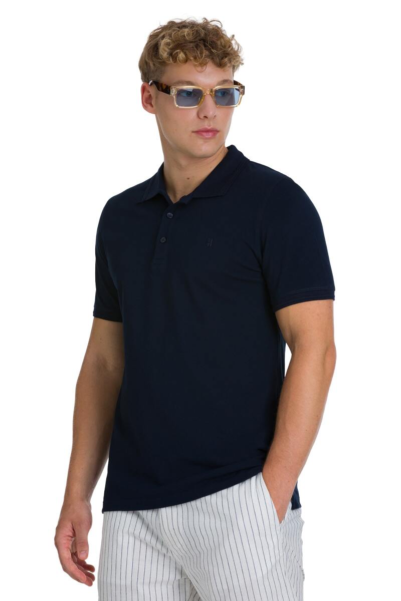 Lacivert Regular Fit 100% Pamuklu Polo Yaka Tişört - Hatemoğlu (1)