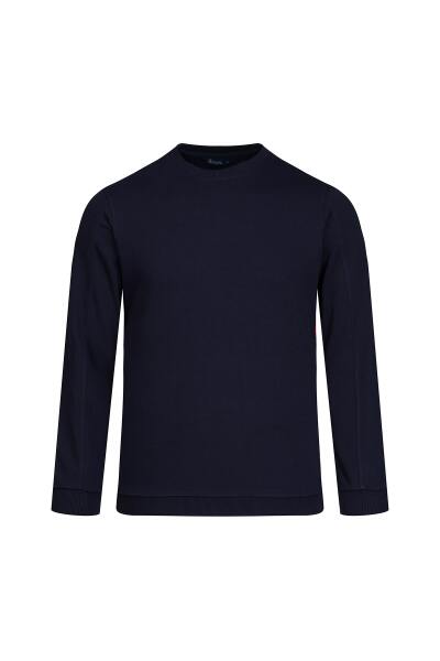 Lacivert Regular Fit Bisiklet Yaka 100% Pamuk Sweatshirt - 1