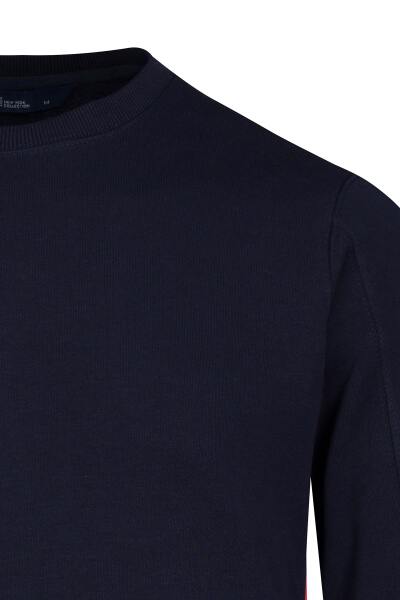 Lacivert Regular Fit Bisiklet Yaka 100% Pamuk Sweatshirt - 2