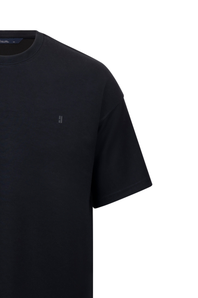 Lacivert Regular Fit Bisiklet Yaka Oversize Tişört - 3