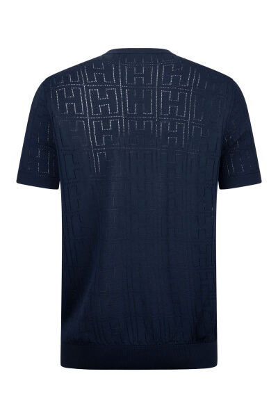 Lacivert Regular Fit Bisiklet Yaka Rayon Tişört - 2