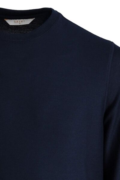 Lacivert Regular Fit Bisiklet Yaka Sweatshirt - 2