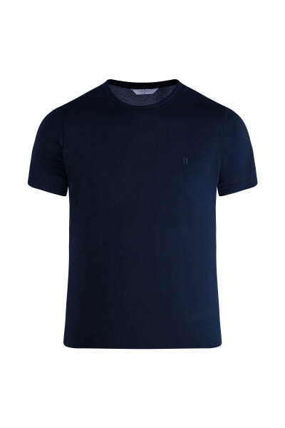 Lacivert Regular Fit Bisiklet Yaka Tişört - 1