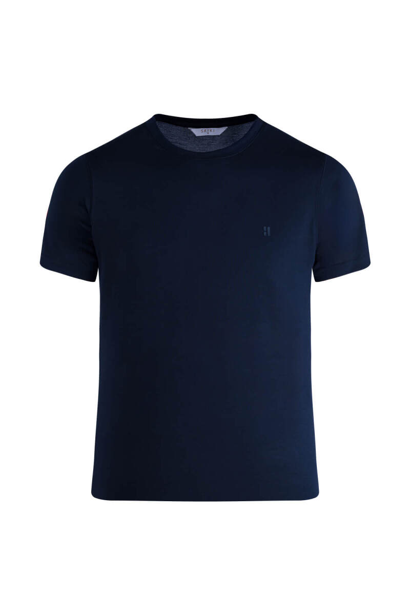 Lacivert Regular Fit Bisiklet Yaka Tişört - Saykı