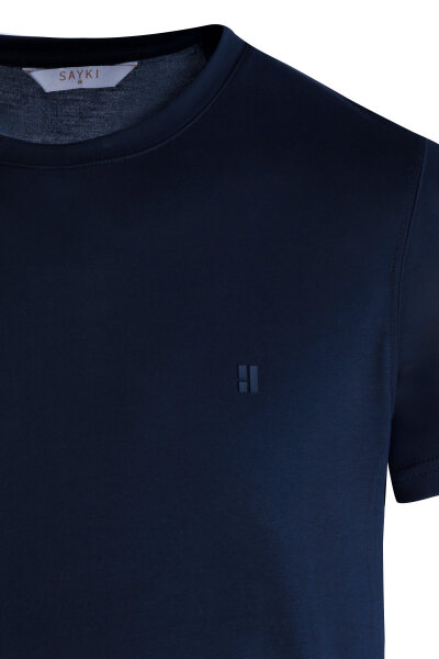 Lacivert Regular Fit Bisiklet Yaka Tişört - 2