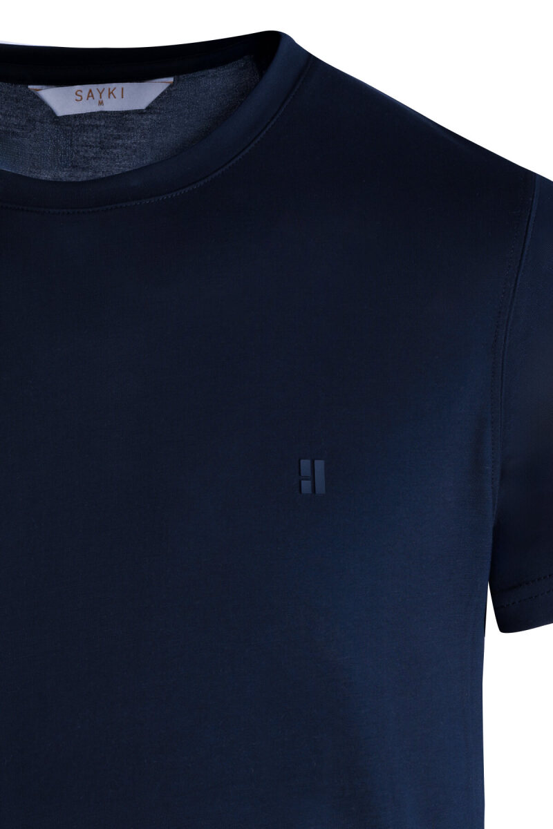 Lacivert Regular Fit Bisiklet Yaka Tişört - Saykı (1)