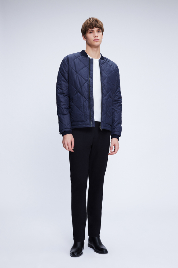 Lacivert Regular Fit Bomber Yaka Kapitone Mont - Hatemoğlu (1)