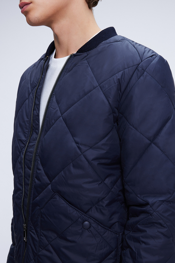 Lacivert Regular Fit Bomber Yaka Kapitone Mont - Hatemoğlu (1)