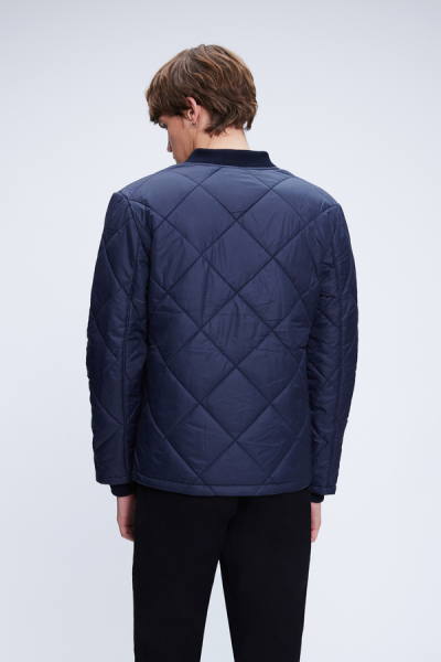 Lacivert Regular Fit Bomber Yaka Kapitone Mont - 5