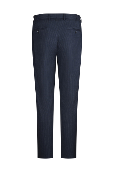 Lacivert Regular Fit Çizgili Kruvaze Klasik Takım Elbise - 4